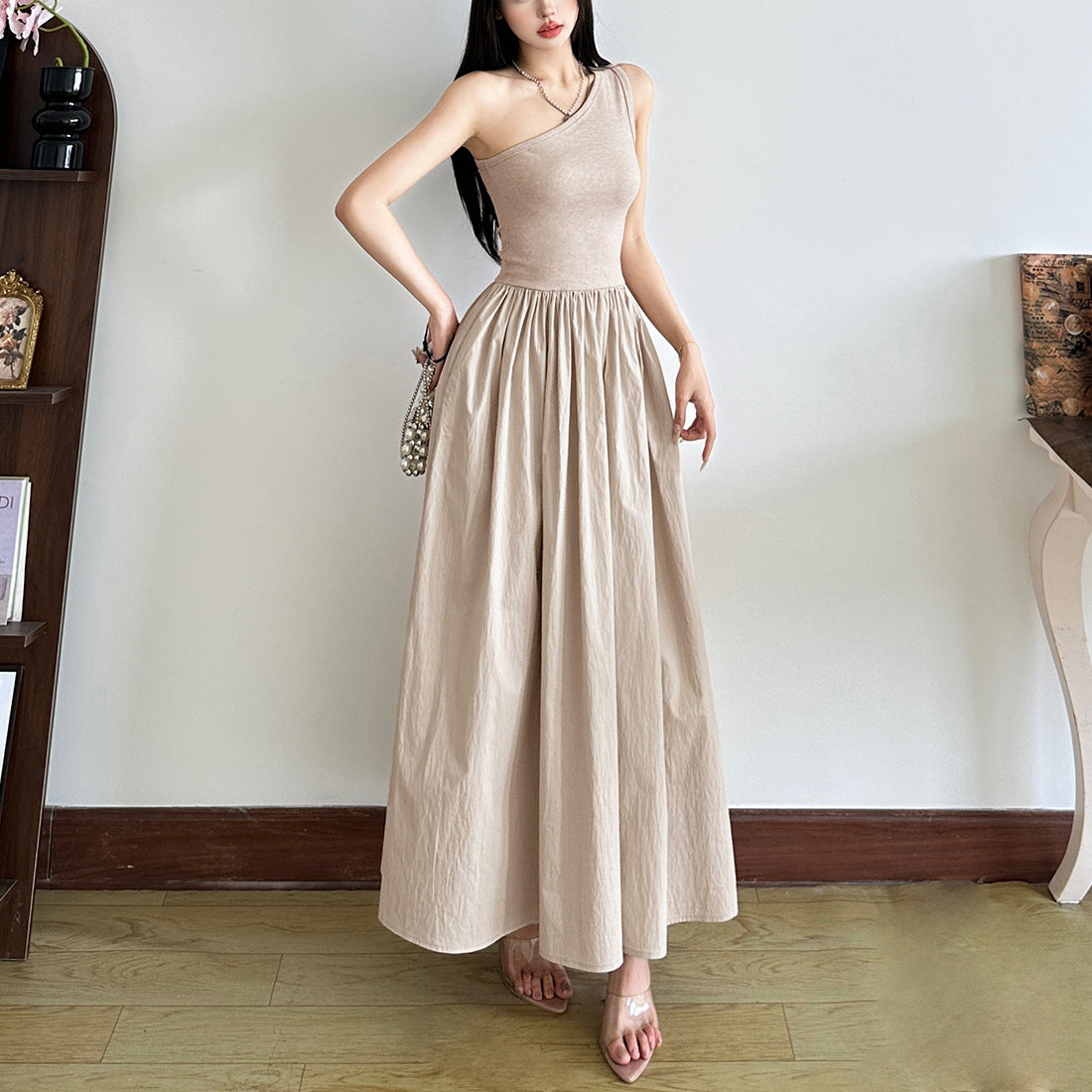 Sleeveless Shoulder Dress